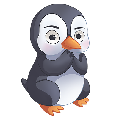 Stalker-Pinguin als Helferfigur für empfohlene Schritte
